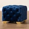 Baxton Studio Avara Blue Velvet Upholstered Gold Finished Button Tufted Ottoman 153-9371 - alternate 7